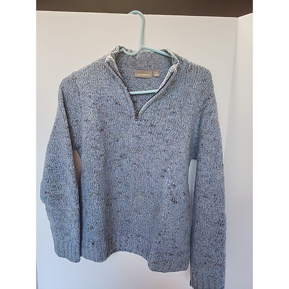 Croft & Barrow Mens Blue Marl Quarter Zip Pullover Sweater Size M